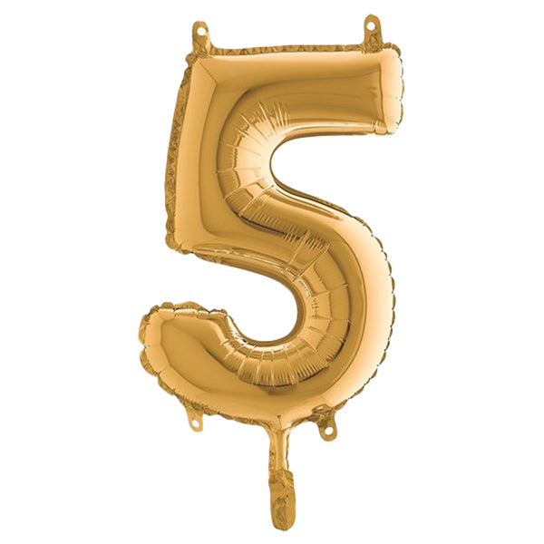 BIG PARTY - 42705 - Palloncino - numero 5 - H 36 cm - mylar - oro - Big party