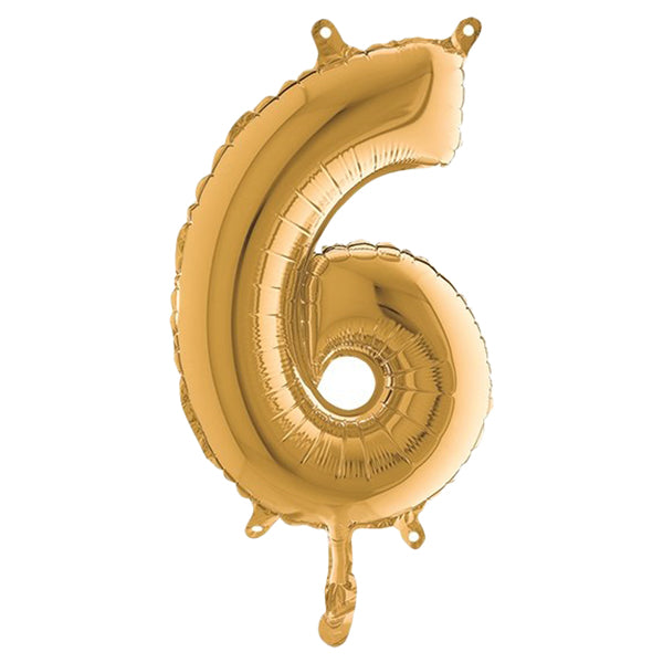 BIG PARTY - 42706 - Palloncino - numero 6 - H 36 cm - mylar - oro - Big party