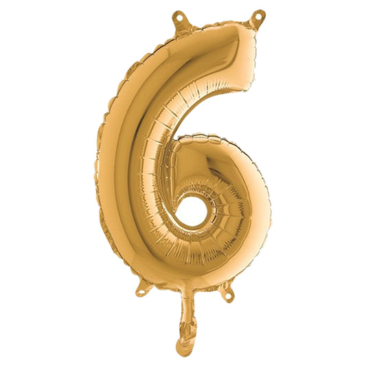 BIG PARTY - 42706 - Palloncino - numero 6 - H 36 cm - mylar - oro - Big party