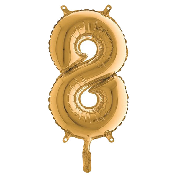 BIG PARTY - 42708 - Palloncino - numero 8 - H 36 cm - mylar - oro - Big party