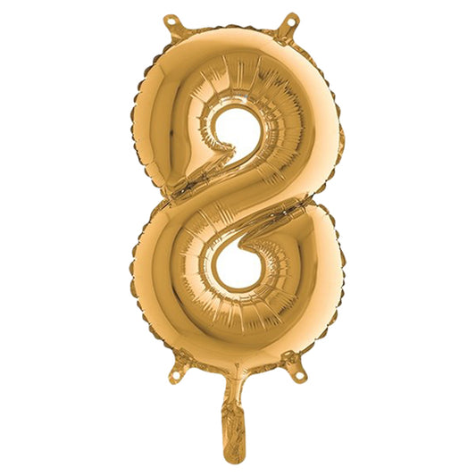 BIG PARTY - 42708 - Palloncino - numero 8 - H 36 cm - mylar - oro - Big party
