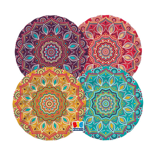 BIG PARTY - 75759 - Piatto Mandala - diametro 20 cm - carta - Big Party - conf. 8 pezzi