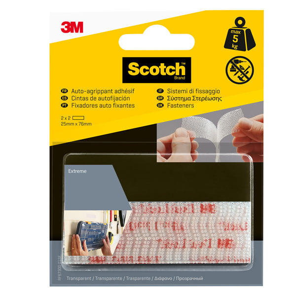 3M - 7100151768 - Sistema di fissaggio Dual Lock - 2,5 x 7,6 cm - trasparente - 3M - blister 2 coppie