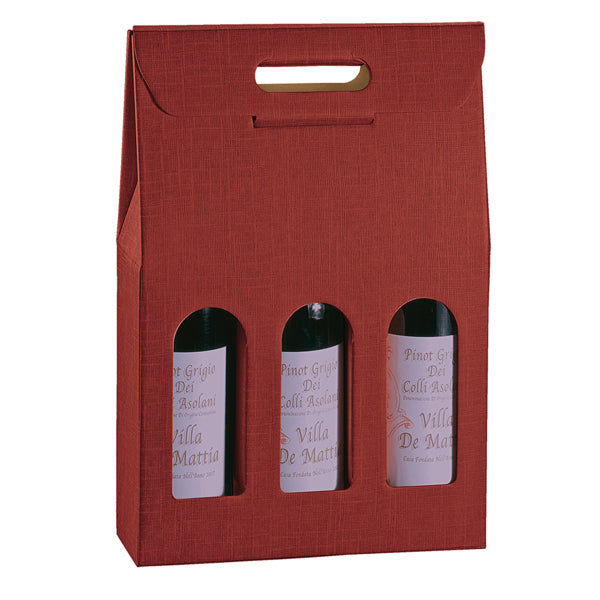 SCOTTON - 36109C - Scatola - 3 bottiglie - 27 x 9 x 38,5 cm - cartone seta - bordeaux - Scotton
