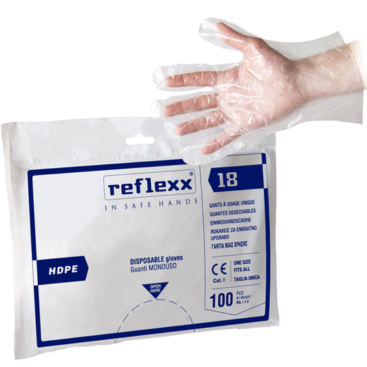 Reflexx - R18 - Guanti HDPE R18 - taglia unica - trasparente - Reflexx - conf. 100 pezzi - 99345 -  Conf. da 1 Pz.