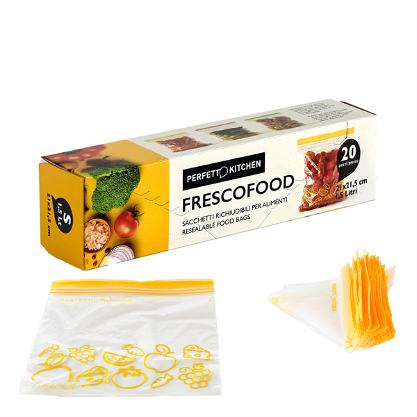 PERFETTO - 29161 - Buste per alimenti FrescoFood - small - 21 x 21,5 cm - Perfetto - conf. 20 pezzi - 99348 -  Conf. da 1 Pz.
