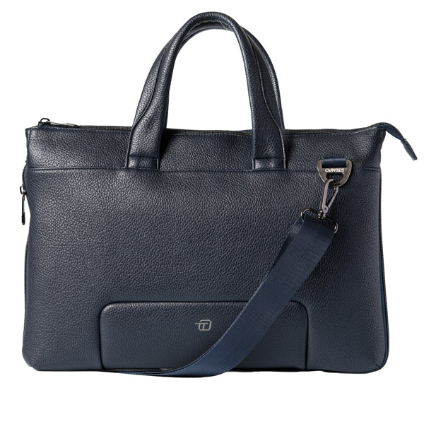 IN TEMPO - 9234GAT32 - Borsa espandibile Gate Trended - con manici - 41 x 30 x 7 cm - ecopelle - blu - InTempo