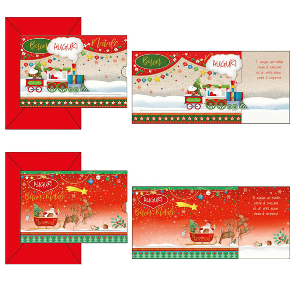 KARTOS - 04447401 - Biglietto auguri Babbo Natale - verticale - fantasie assortite - Kartos - 99609 -  Conf. da 12 Pz.