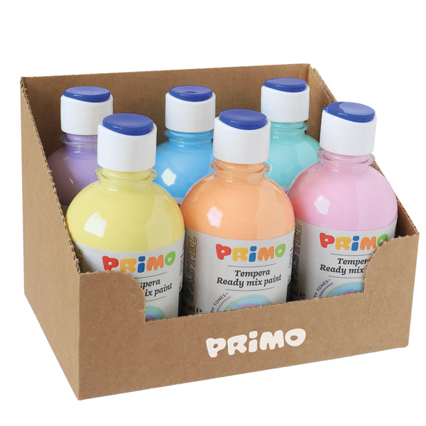 PRIMO - MOROCOLOR - 2002BRPASS - Tempera brillante pastello - 300 ml - colori pastel assortiti - Primo - box 6 colori - 99798 -  Conf. da 1 Pz.
