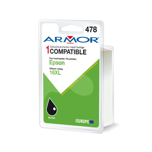 K20494OW - Armor - Cartuccia ink Compatibile  per Epson - Nero - T163140 (XL) - 15 ml<br\> Altre Informazioni: <br\>Cartuccia nera per Epson Workforce WF2010W 2520NF - ARMOR Conf. da 1 Pz.