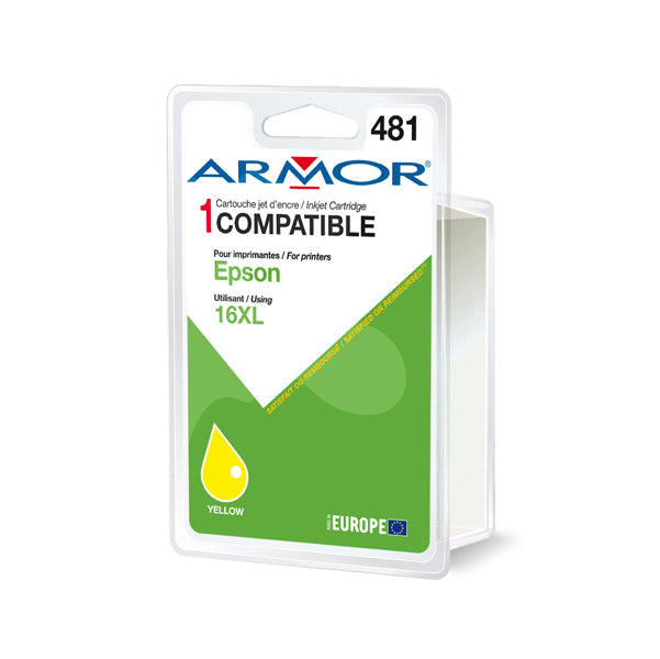 K20497OW - Armor - Cartuccia ink Compatibile  per Epson - Giallo - T163440 (XL) - 8,5 ml<br\> Altre Informazioni: <br\>Cartuccia giallo per Epson Workforce WF2010W 2520NF - ARMOR Conf. da 1 Pz.