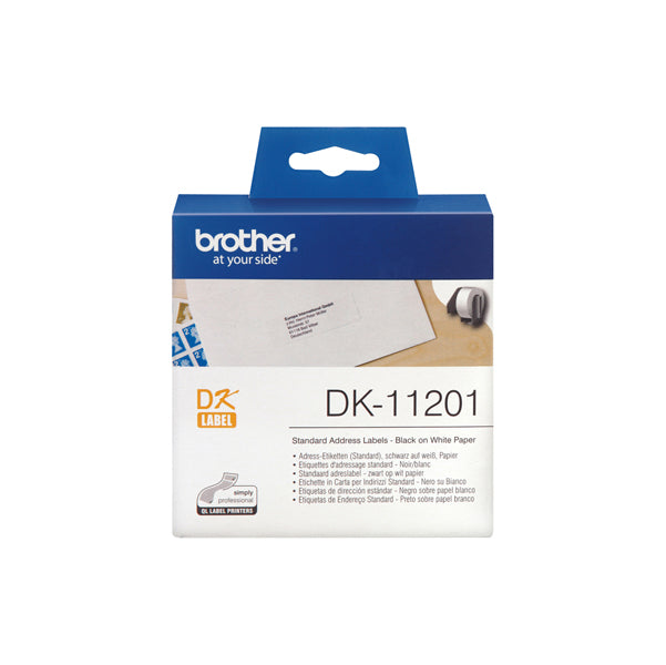 DK-11201 - Brother - Rotolo 400 Etichette 29 x 90 mm - Nero/Bianco - DK-11201<br\> Altre Informazioni: <br\>400 etichette adesive in carta 29mm x 90mm - BROTHER Conf. da 1 Pz.