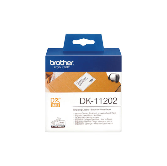 DK-11202 - Brother - Rotolo 300 Etichette 62 x 100 mm - Nero/Bianco - DK-11202<br\> Altre Informazioni: <br\>300 etichette ades in carta Nero/Bianco 62mm x 100mm - BROTHER Conf. da 1 Pz.