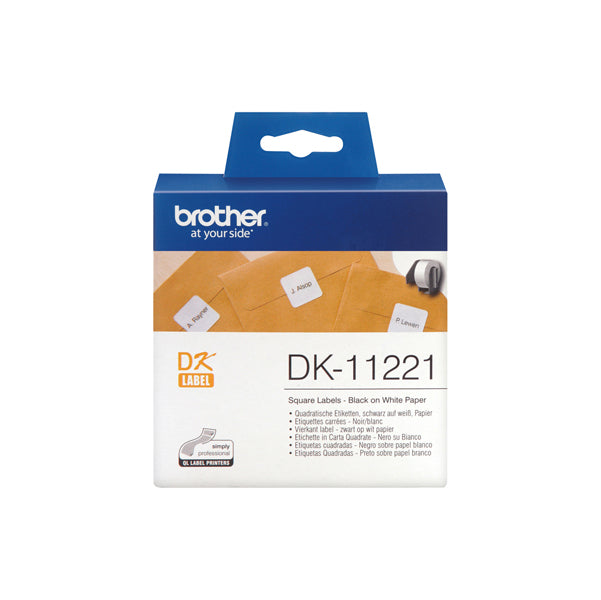DK-11221 - Brother - Rotolo 1000 Etichette quadrate 23 x 23 mm - Nero/Bianco - DK-11221<br\> Altre Informazioni: <br\>1000 etichette quadrate ades in carta Nero/Bianco 23mm x 23mm - BROTHER Conf. da 1 Pz.