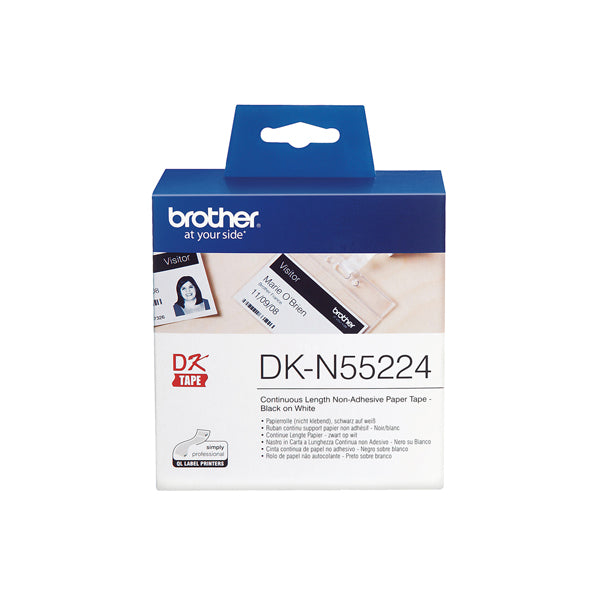 DKN55224 - Brother - Nastro non adesivo - Nero/Bianco - 54mm x 30,48mt - DKN55224<br\> Altre Informazioni: <br\>Nastro non ades in carta Nero/Bianco 54mm - 30.48 metri lunghezza - BROTHER Conf. da 1 Pz.