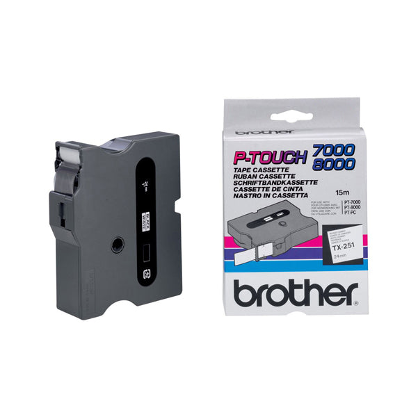 BROTHER - TX251 - Brother - Nastro -  Nero-Bianco - TX251 - 24mm x7,7mt