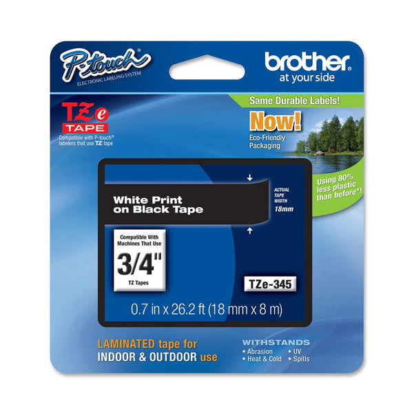BROTHER - TZe345 - Brother - Nastro -  Bianco-Nero - TZE345 - 18mm x 8mt