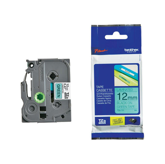 BROTHER - TZe-731 - Brother - Nastro -  Nero-Verde - TZE731 - 12mm x 8mt