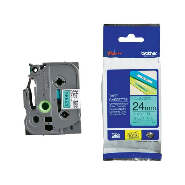 BROTHER - TZE751 - Brother - Nastro -  Nero-Verde - TZE751 - 24mm x 8mt