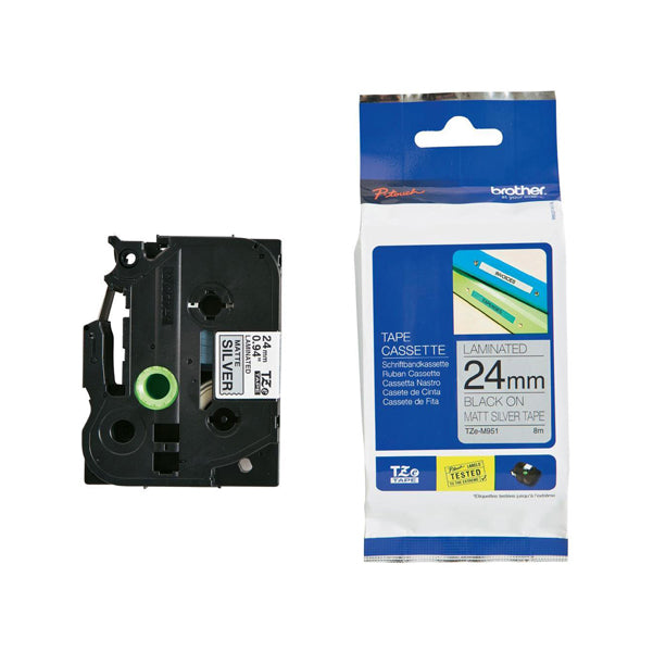 BROTHER - TZeM951 - Brother - Nastro metallizzato - Nero-argento opaco - TZEM951 - 24mm x 8mt