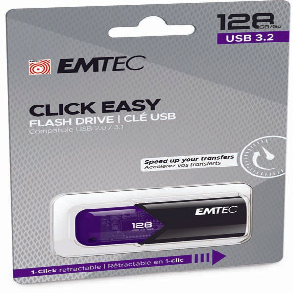 EMTEC - ECMMD128GB113 - Emtec - Memoria USB B110 USB 3.2 ClickEasy - viola - ECMMD128GB113 - 128 GB