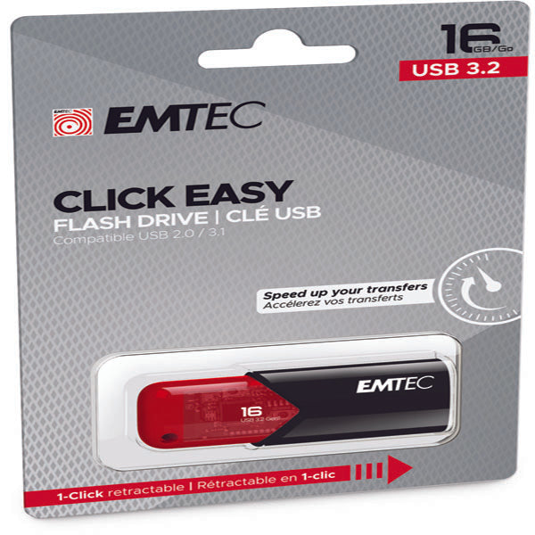 EMTEC - ECMMD16GB113 - Emtec - Memoria USB B110 USB 3.2 ClickEasy - rosso - ECMMD16GB113 - 16 GB