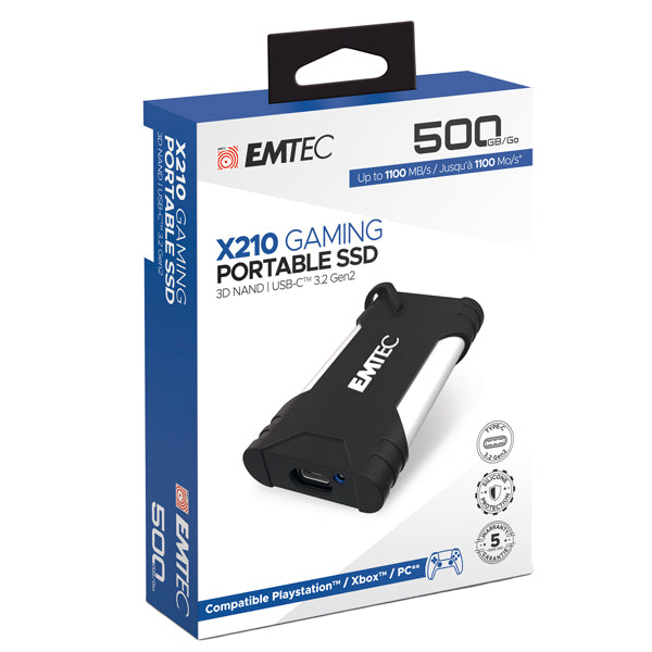 EMTEC - ECSSD500GX210G - Emtec - SSD Portatile Gaming 3.2Gen2 X210 - 500GB - ECSSD500GX210G