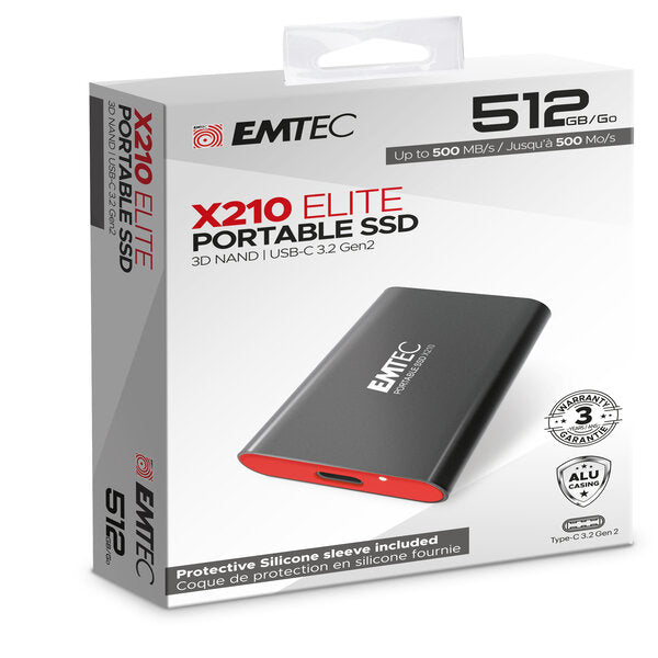 EMTEC - ECSSD512GX210 - Emtec - X210 External - 512GB - Cover Protettiva in silicone - ECSSD512GX210