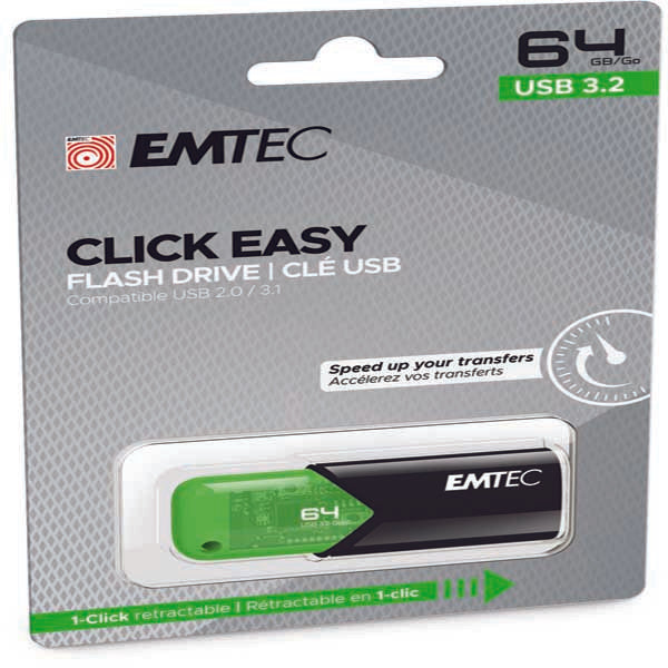 EMTEC - ECMMD64GB113 - Emtec - Memoria USB B110 USB 3.2 ClickEasy - verde - ECMMD64GB113 - 64 GB