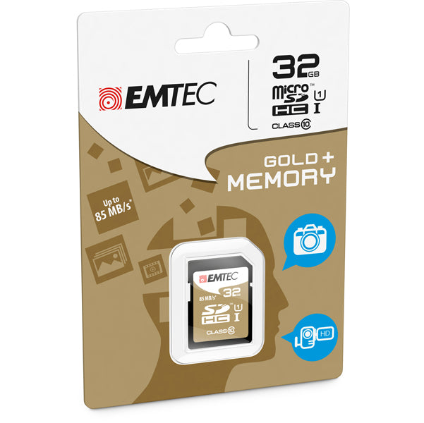 EMTEC - ECMSD32GHC10GP - Emtec - SDHC Class 10 Gold + - ECMSD32GHC10GP - 32GB