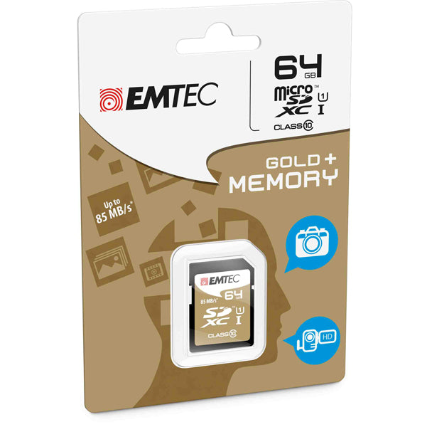 EMTEC - ECMSD64GXC10GP - Emtec - SDXC Class 10 Gold + - ECMSD64GXC10GP - 64GB