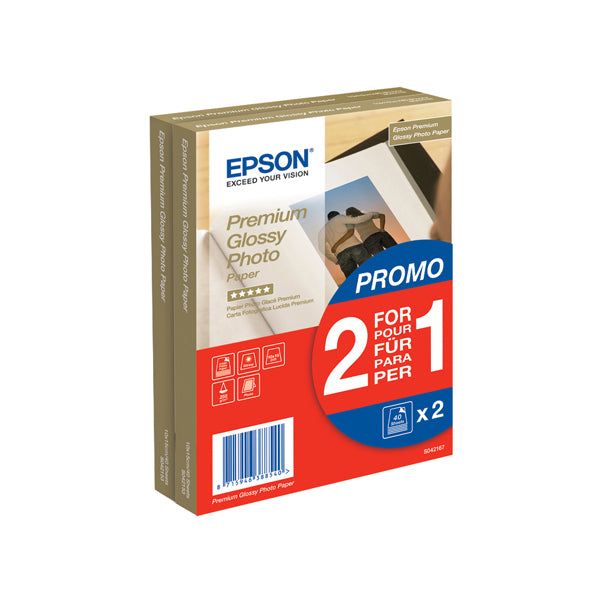 EPSON - C13S042167 - Epson - Premium Glossy Photo Paper - 10x15cm - 2x 40 Fogli - C13S042167