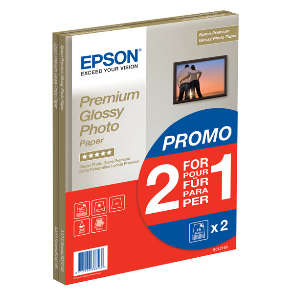 EPSON - C13S042169 - Epson - Premium Glossy Photo Paper - A4 - 2x 15 Fogli - C13S042169
