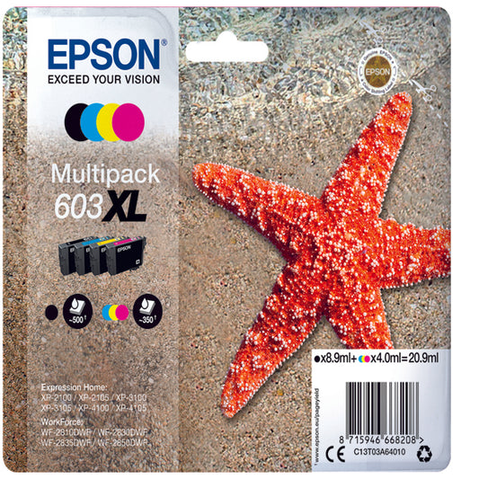 EPSON - C13T03A64010 - Epson - Multipack Cartucce Ink - 603XL - C-M-Y-K - C13T03A64010 - C-M-Y 4ml cad - K 8,9ml