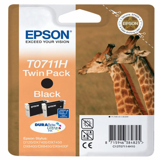 EPSON - C13T07114H10 - Epson - Confezione doppia Cartuccia ink - Nero - T0711H - C13T07114H10 - 11ml x 2