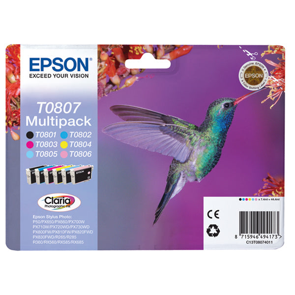 EPSON - C13T08074011 - Epson - Cartuccia ink - C-M-Y-K-C CH-M CH - T0807 - C13T08074011  - 7,4ml cad