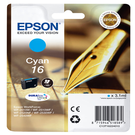 EPSON - C13T16224012 - Epson - Cartuccia ink - 16 - Ciano - C13T16224012 - 3,1ml