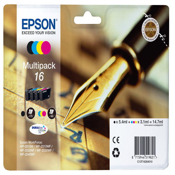 EPSON - C13T16264012 - Epson - Multipack Cartuccia ink - 16 - C-M-Y-K -  C13T16264012 - C-M-Y 3,1ml cad - K 5,4ml