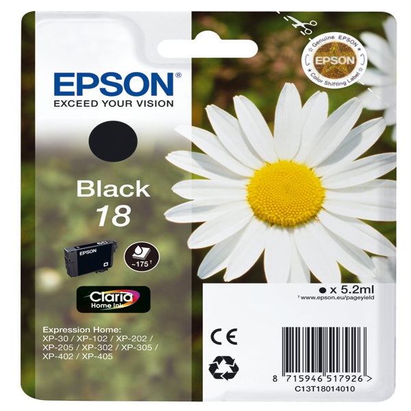 EPSON - C13T18014012 - Epson - Cartuccia ink - 18 - Nero - C13T18014012 - 5,2ml
