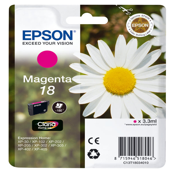EPSON - C13T18034012 - Epson - Cartuccia ink - 18 - Magenta - C13T18034012 - 3,3ml