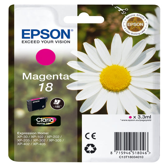 EPSON - C13T18034012 - Epson - Cartuccia ink - 18 - Magenta - C13T18034012 - 3,3ml