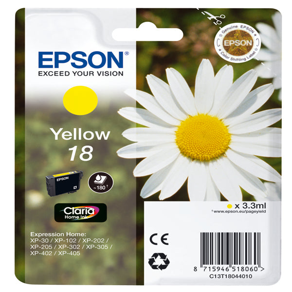 EPSON - C13T18044012 - Epson - Cartuccia ink - 18 - Giallo - C13T18044012 - 3,3ml