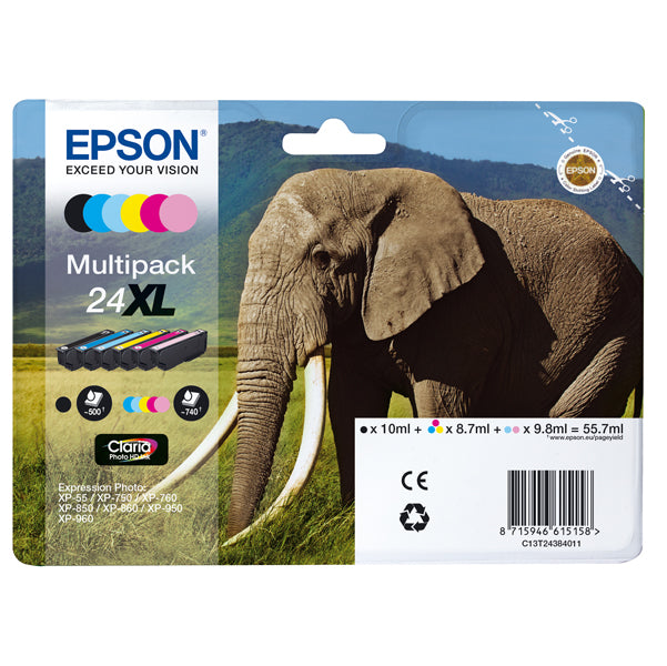 EPSON - C13T24384011 - Epson - Cartuccia ink - 24XL - C-M-Y-C CH-M CH-K - C13T24384011 - C-M-Y 8,7ml - C CH-M CH 9,8ml - K 10ml
