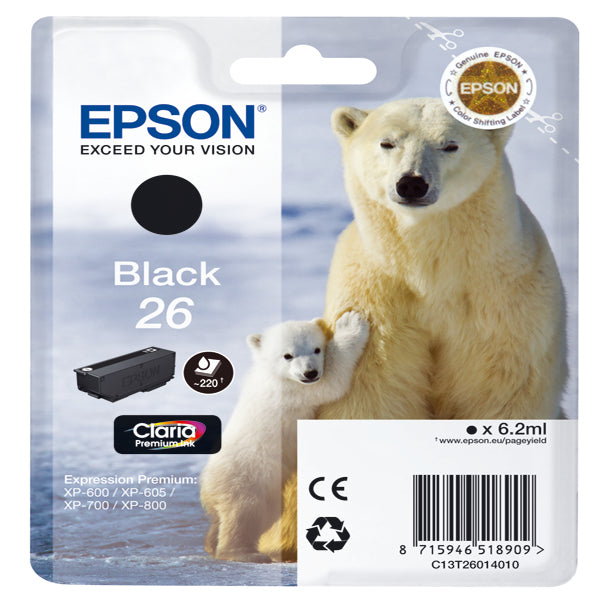 EPSON - C13T26014012 - Epson - Cartuccia ink - 26 - Nero - C13T26014012 - 6,2ml