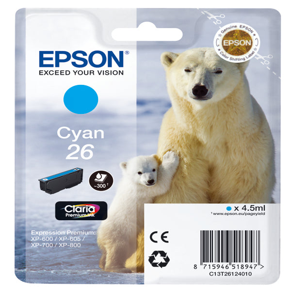 EPSON - C13T26124012 - Epson - Cartuccia ink - 26 - Ciano - C13T26124012  - 4,5ml