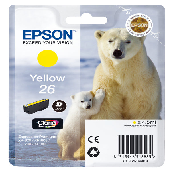 EPSON - C13T26144012 - Epson - Cartuccia ink - 26 - Giallo - C13T26144012  - 4,5ml