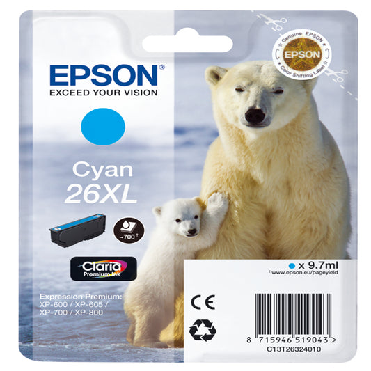 EPSON - C13T26324012 - Epson - Cartuccia ink - 26XL - Ciano - C13T26324012 - 9,7ml