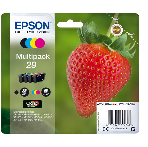 EPSON - C13T29864012 - Epson - Confezioni cartucce ink - 29 - C-M-Y-K - C13T29864012 - C-M-Y 3,2ml cad - K 5,3ml