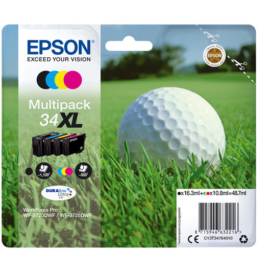 EPSON - C13T34764010 - Epson - Multipack Cartuccia ink - 34XL - C-M-Y-K - C13T34764010 - C-M-Y 10,8ml - K 16,3ml
