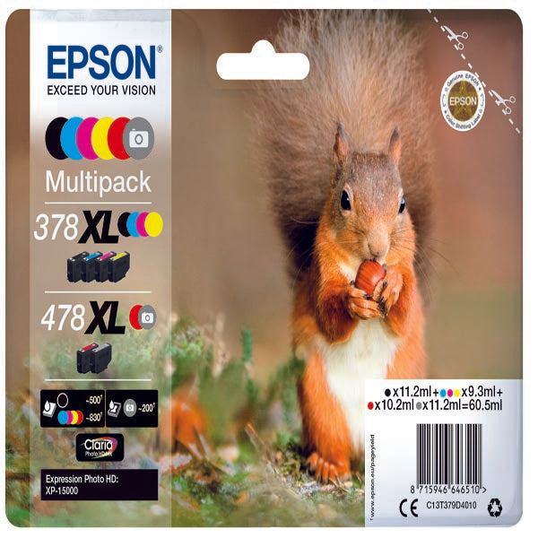 EPSON - C13T379D4010 - Epson - Multipack Cartuccia ink - 378XL-478XL - C-M-Y-K-R-G - C13T379D4010 - C-M-Y 9,3ml - K-R 11,2ml - R 10,2ml